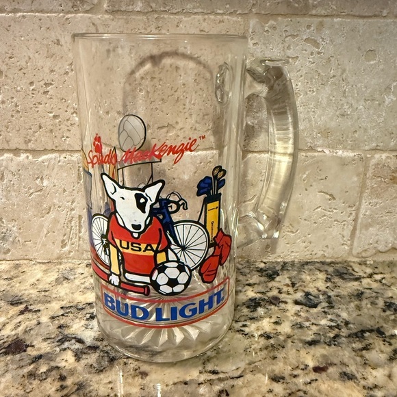 Vintage Budweiser Spuds MacKenzie Beer GLASS MUG 1988 Bud Light Sports, Golf - Picture 3 of 3